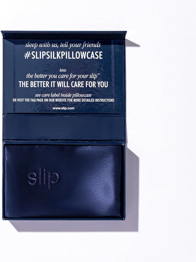 slip The Original Queen Pure Silk Pillow Case - 100% Pure 22 Momme Mulberry Silk - Queen Size Standard Pillow Case - Anti-Aging, Anti-BedHead, Anti-Sleep Crease, Navy, (20" x 30")