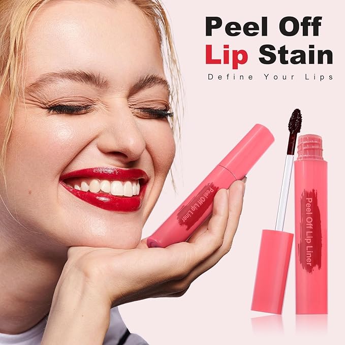 Lip Stain Peel Off - Long Wear Tattoo Lip Liner, Waterproof & Transfer-proof Peel Off Lip Stain with Matte Finish, Lip Tint For All Skin Types (Coral Red, 1 Count(Pack of 1))