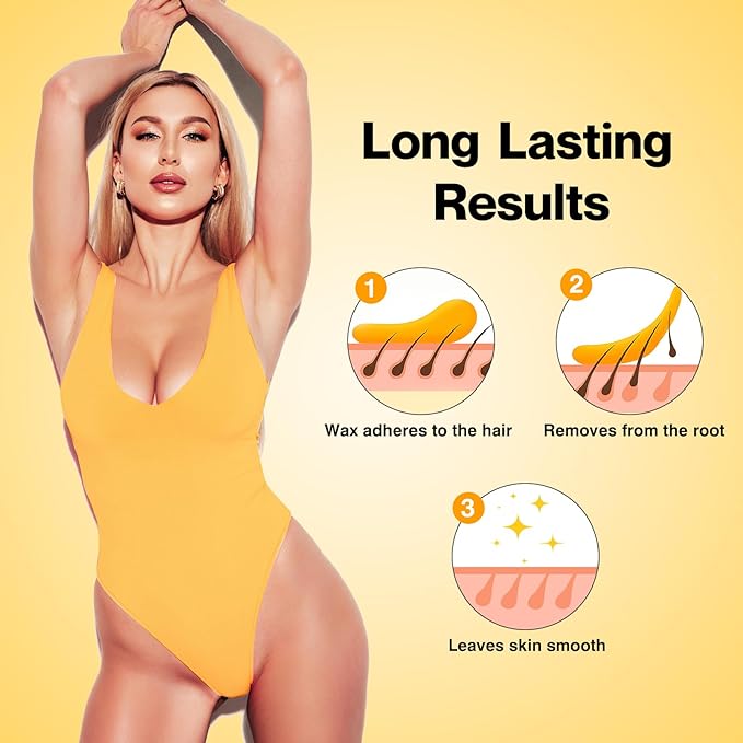 Waxers Roll on Wax Kit for Hair Removal at Home Roller Waxing Depilatory for Women Men Honey Soft Wax Kit for Coarse & Thick Hair with Warmer and Strips