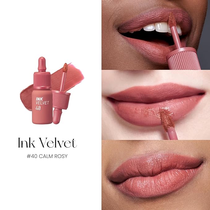 Peripera Ink the Velvet Lip Tint - High Pigment Color, Longwear, Weightless, Gluten-Free, Paraben-Free (040 CALM ROSY)