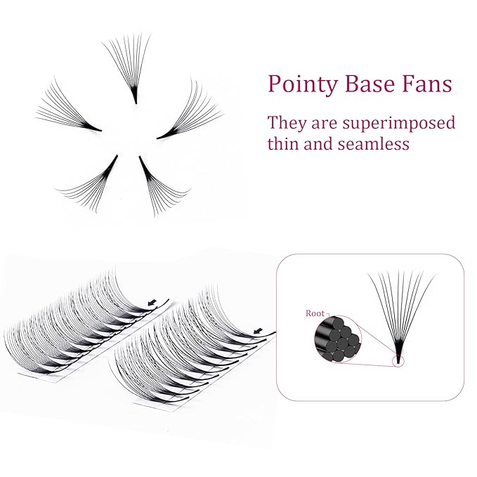 Premade Fans Eyelash Extensions 3D to 20D Pro Point Volume Lash Extensions With Pre Made Fans (10D-0.07C, 11mm)