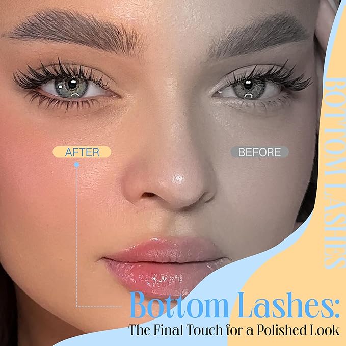 Bottom Lash Clusters Natural Look 4-7MM Lower Lashes CC-Curly Bottom Eyelashes Individual Lashes 3 Styles Left and Right Lashes Clusters DIY Lash Extension at Home Easy Application by Newcally