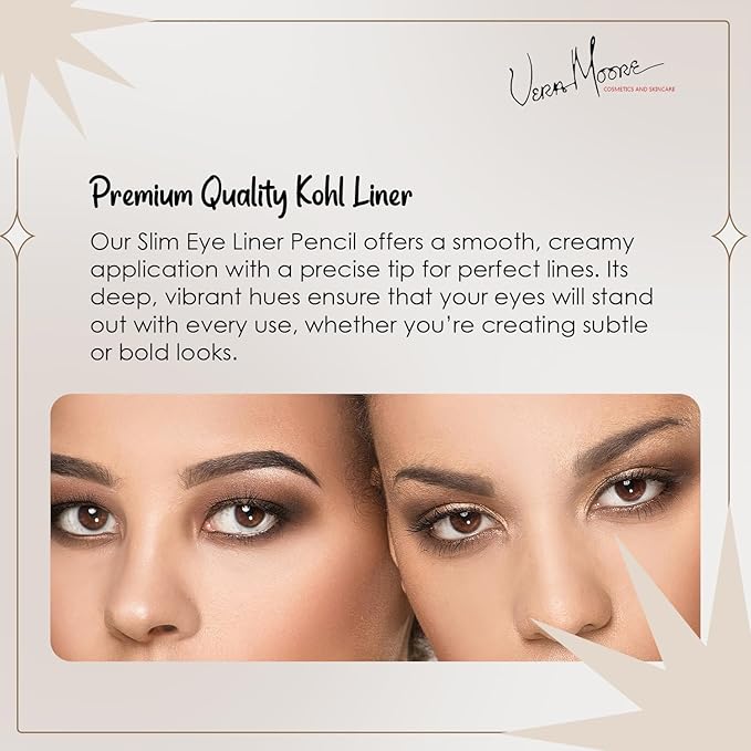Vera Moore Slim Eye Liner Pencil, Smooth Formula, Hypoallergenic and Vegan, Smudge-Proof and Waterproof Application, Bold and Defined Lines Eyeliner, (0.05 Oz) (Glitz (Gold))