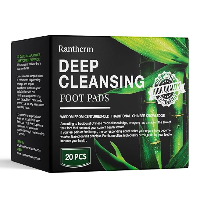 Rantherm Foot Pads, Bamboo Vinegar and Ginger Adhesive Pads for Daily Foot Use, 20 Packs