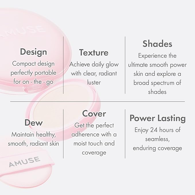 Amuse SEOUL DEW POWER VEGAN CUSHION FOUNDATION (1.5 NATURAL) | Dewy, glow, long-lasting, double coverage, clean beauty, lightweight, natural look, foundation for sensitive skin, hydrating cushion