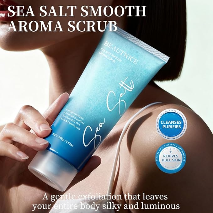 BEAUTNICE Sea Salt Smooth Aroma Scrub for All Skin Types - Nourishing, Purifying with Natural Sea Salt for Men & Women