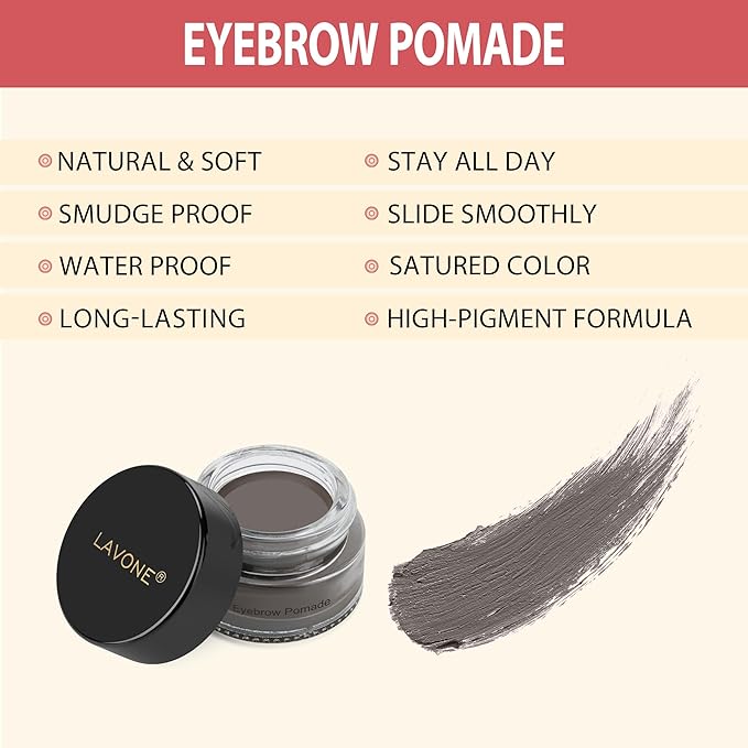 LAVONE Hair-Like Eyebrow Pen Makeup kit, Eyebrow Pencils for Women with Waterproof Microblading Eyebrow Pencil, Eyebrow Pomade, Eyeliner and Eyebrow Brush, Create Full, Natural Brows, Ebony