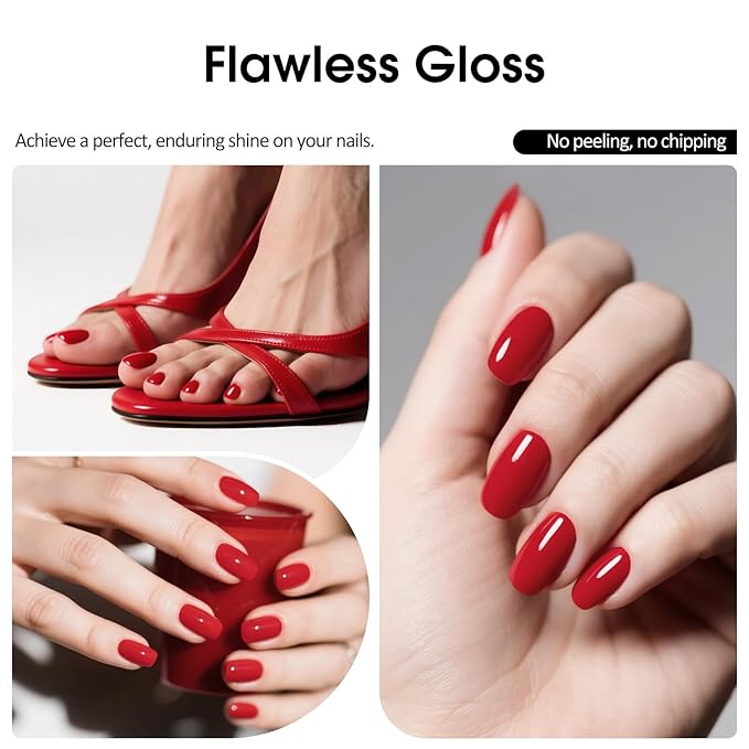 VENALISA Red Gel Nail Polish, 1 Pcs Red Gel Polish Bright Color High Gloss Soak Off U V Nail Manicure Salon and DIY at Home Gifts for Women