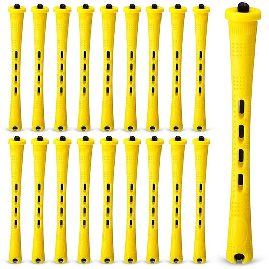 WILLBOND 60 Pcs Perm Rods for Long Hair Plastic Curl Rods Cold Wave Irons Curling Roller for Hair Styling Hairdressing Tools(0.28 Inch,Yellow)