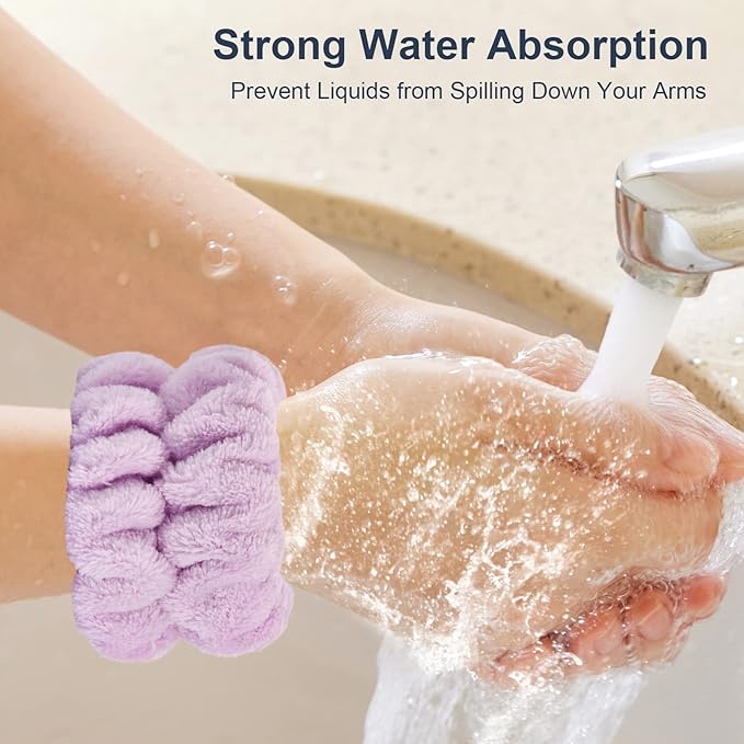 8 Pcs Wrist Bands for Washing Face-Dorbetar, Microfiber Wrist Towels for Washing Face, Spa Wristbands for Washing Face, Face Wash Wristbands, Arm Bands for Washing Face for Woman and Children