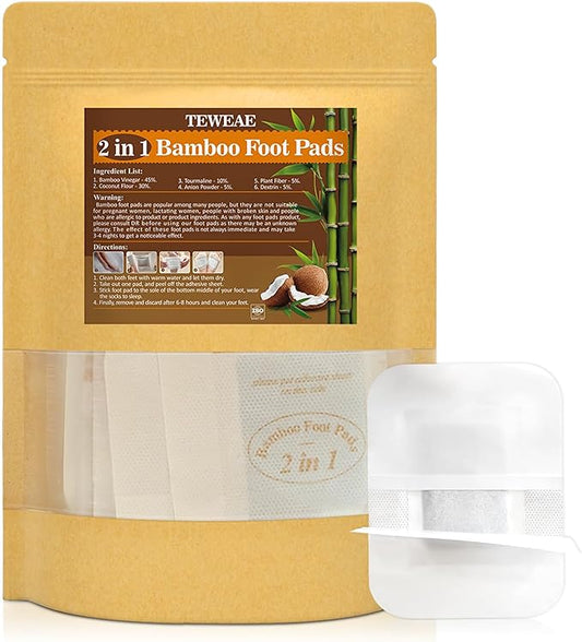 TEWEAE Bamboo Foot Pads for Better Sleep, 64 Pads- One-Piece Design Natural Herbal Patches-No Off - Improves Sleep and Relaxation - Premium Foot Care Good Night Foot Patches (2 in 1 Design)