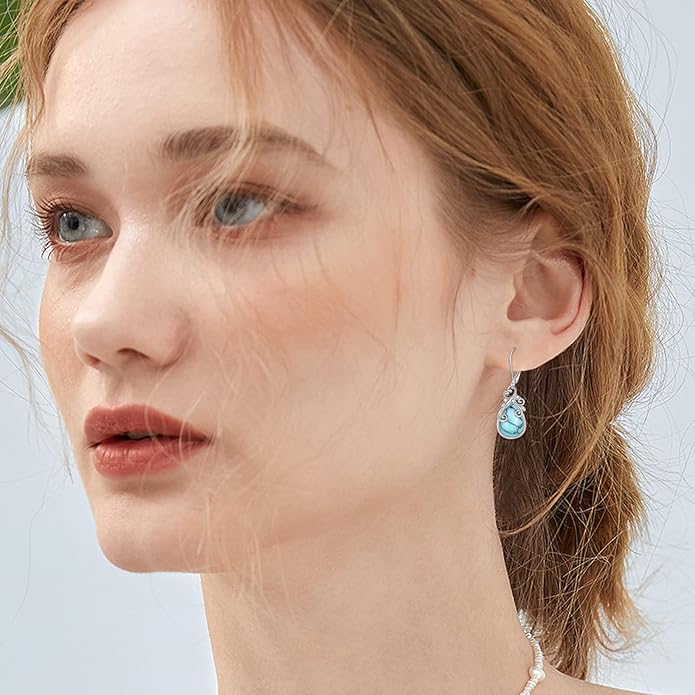POPLYKE Celtic Filigree Teardrop Drop Dangle Earrings Sterling Silver Leverback Earrings Jewelry for Women