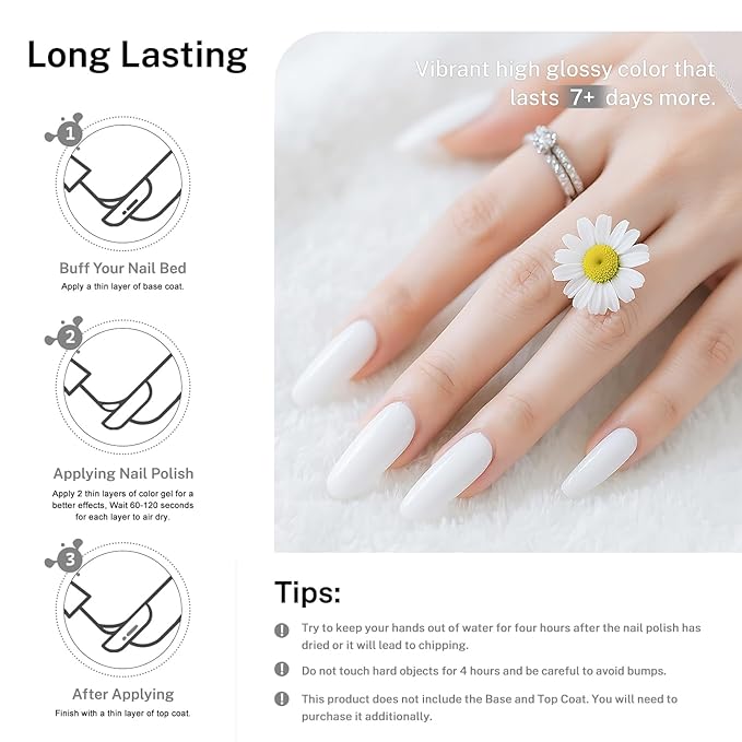 OpenLive 16.5ml White Nail Polish Large Volume Quick Drying Nail Polish, Fast Drying and Long Lasting Color Nail Art DIY Home Manicure Gift for Women