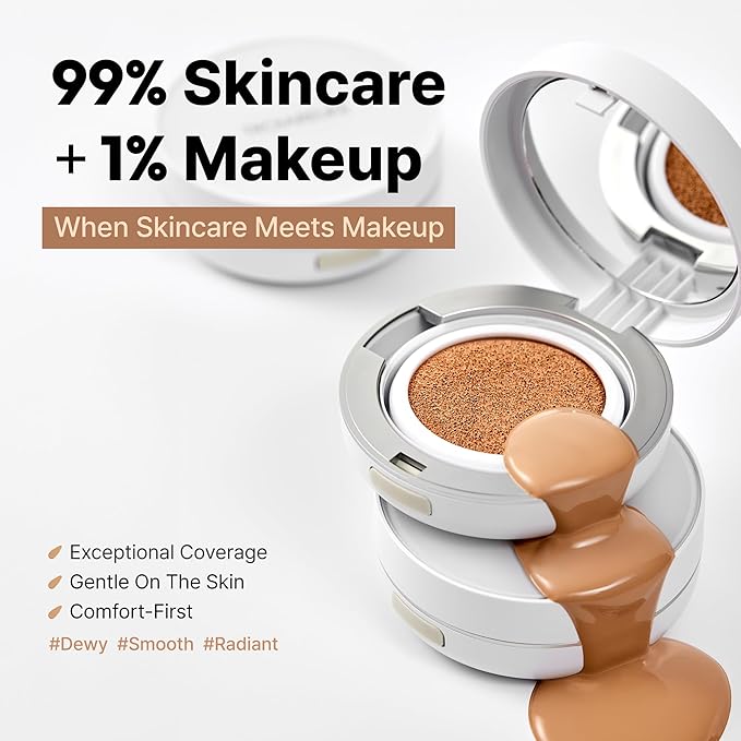 TROIAREUKE A+ Cushion Foundation (Shade 21) I Natural Coverage Foundation Makeup, Moisturizing Finish for Sensitive, Oily, Combination Skin, Skin Care Cushion I Korean Aesthetic Makeup