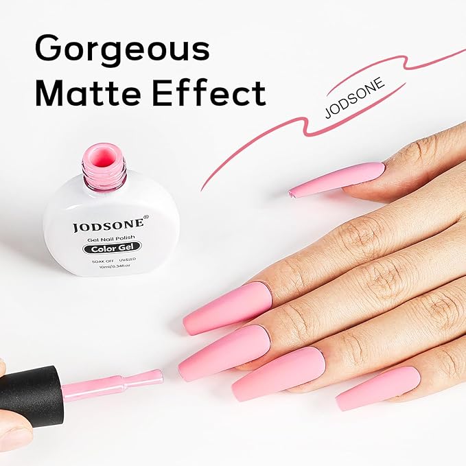 JODSONE Pink Oyster Gel Nail Polish 10ml Soak Off LED Gel Polish Dusty Roses Nail Color Salon Quality Vegan & Cruelty-Free Low Odor Need U V Lamp Curing