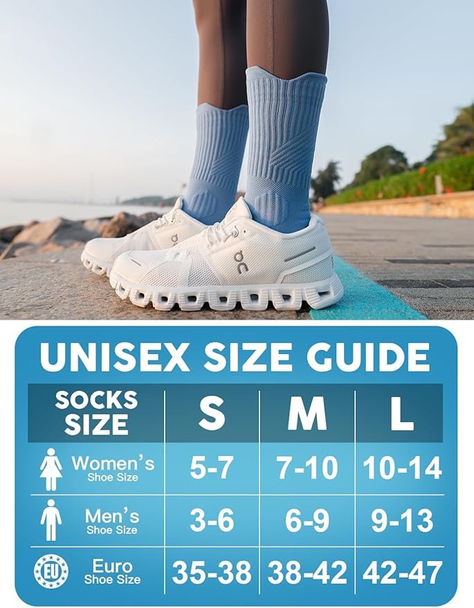 Juclise Womens Coolmax Bamboo Viscose Compression Running Crew Socks, Moisture-Wicking Anti-Blister Hiking&Gym Athletic