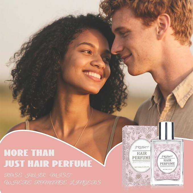 Fvquhvo Hair Perfume for Women, Long Lasting Pheromone Perfume, Hair and Body Mist, Romantic Rose Scent, Hydrates and Nourishes, 50ML