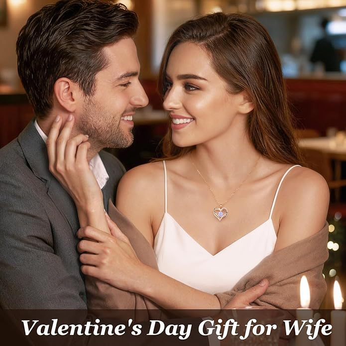 CDE Forever Love Heart Necklaces for Women, Wedding Anniversary, Birthday Mothers Day Christmas Day Gifts for Mom, Mother, Wife, friend, S925 Silver Jewelry with Birthstone Pendant