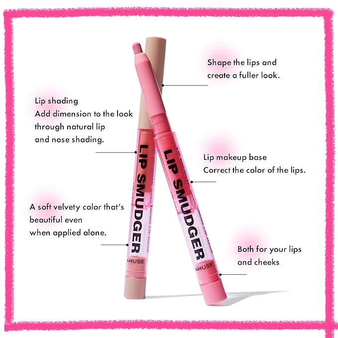 Amuse Seoul Lip Smudger (05 BOKSOONGA MILK) |matte pink | lip liner, matte, creamy, soft, velvety, cruelty-free, lipcare, long-lasting, multiuse, vegan