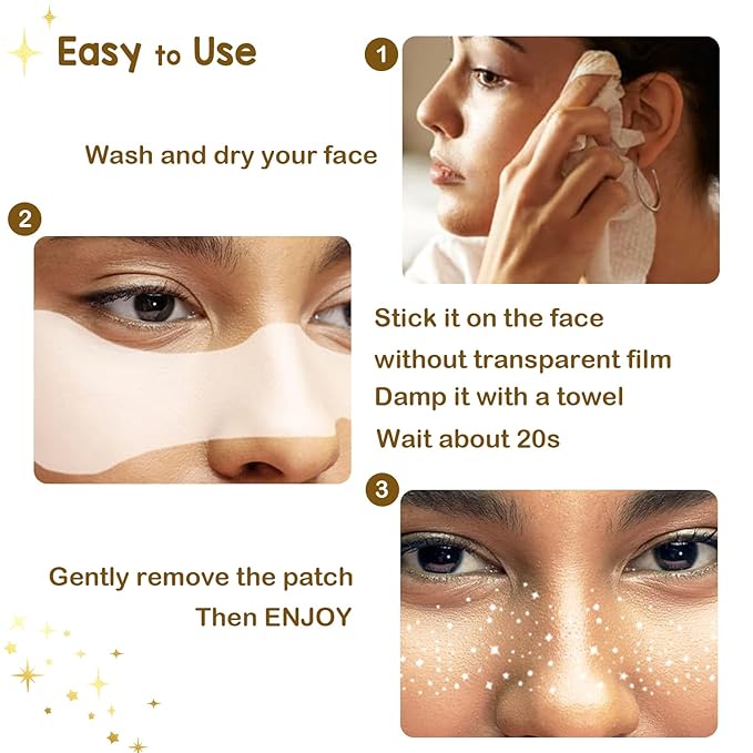 Artlunar 12Pcs Valentine's Mardi Gras Gold Makeup Patches - Body Glitter Stickers for Face and Body, Perfect for Festivals Parties (Gold), Gifts for Women and Girls.