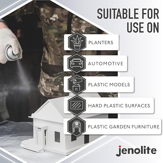 JENOLITE Plastic Primer Aerosol | WHITE | Premium Quality Durable Plastic Primer | Ideal for plastic garden furniture, planters & other hard plastics | 400ml (13.5 fl oz)