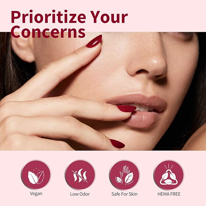 CANNI Dark Red Jelly Gel Nail Polish, 1Pcs Sheer Burgundy Red Gel Polish Deep Wine Color High Gloss Soak Off U V Nail Manicure Salon DIY