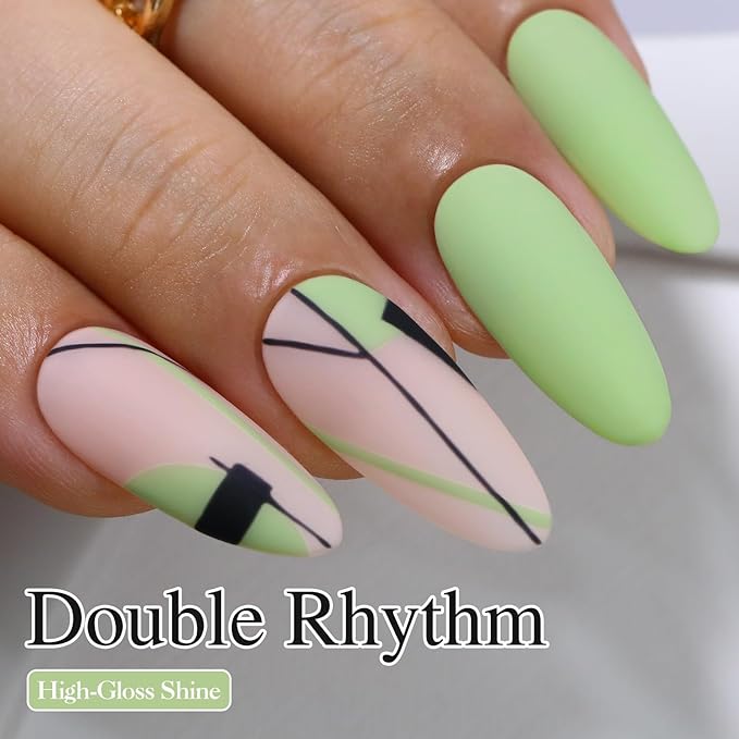 Double Rhythm Gel Polish 15ML Jelly Sheer Pastel Light Milky Color Pearl White Bottle 1 PC 0.5 OZ Full Size Nail Art Salon at Home (Milky Green-D1409)
