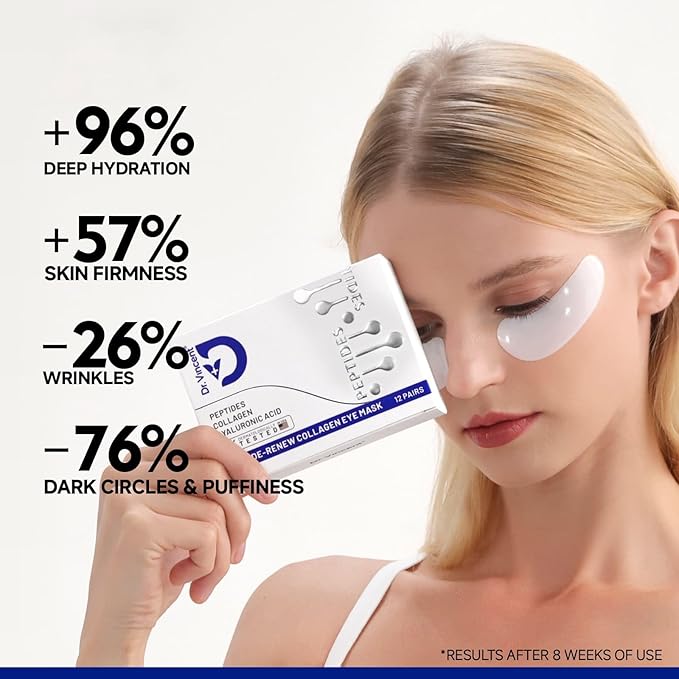 Peptide Under Eye Patches, Firming Eye Patches Instant Reduces Dark Circles and Puffiness, Collagen Under Eye Mask for Bags Treatment, Wrinkles, 24 Pairs