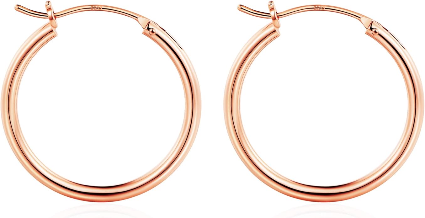 M MOOHAM 14K-Gold-Plated Hoop Earrings for Women - Hypoallergenic 14K Gold 925 Sterling silver-plated Post Sensitive Ears Nickel Free Hoops Earrings Set for Women Jewelry Lightweight 13-60mm