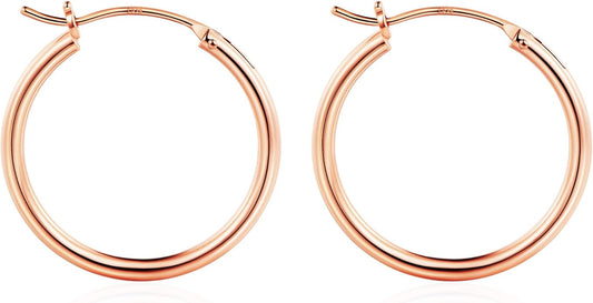 M MOOHAM 14K-Gold-Plated Hoop Earrings for Women - Hypoallergenic 14K Gold 925 Sterling silver-plated Post Sensitive Ears Nickel Free Hoops Earrings Set for Women Jewelry Lightweight 13-60mm