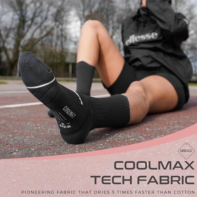 Coolmax Compression Running Socks for Women 3 Pairs, Anti-Blister Moisture Wicking Boot Crew Cushion Athletic Workout Socks