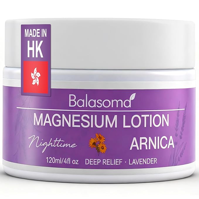 Balasoma Nighttime Magnesium Lotion with Arnica – Magnesium Cream for Sleep – Potent Magnesium Formula Soothes Muscles & Joints, Apply to Legs & Feet Before Bed – Moisturizing, Non-Greasy