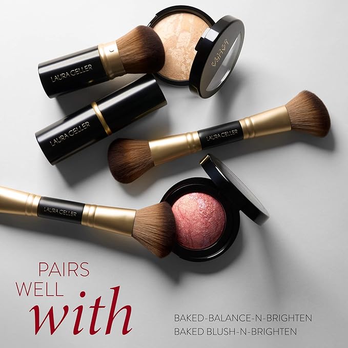 LAURA GELLER NEW YORK Cosmetic Professional Makeup Brushes - Cruelty-Free - 08 Face It All 2pc Makeup Brush Set - Kabuki Brush + Dual-Ended Blush and Bronzer Brush