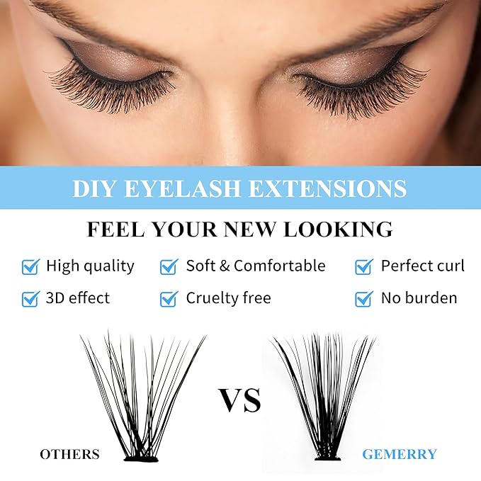 Natural Lash Clusters Eyelash Clusters 280 PCS D Curl Lash Clusters Eyelash Extensions Soft&Natural Individual Lashes Mink Cluster Lashes DIY At Home Lash Extension Clusters (30D/40D-D, 8-16mm)
