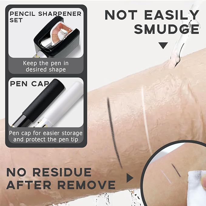 Noerrors Barber Pencil for Lineup Magic Hairline Enhancement Beard Guide Shaping Pencils for Design Razor Trace Black White Barber Chalk Pencils Set with Sharpener Ruler Brush for Men
