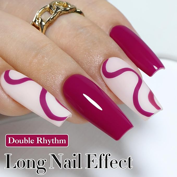 Double Rhythm 15ML Gel Polish Pure Sheer Same Color Same Bottle Soak Off Gel Polish Art Manicure Salon DIY at Home for Women (Wine Red-A1456)