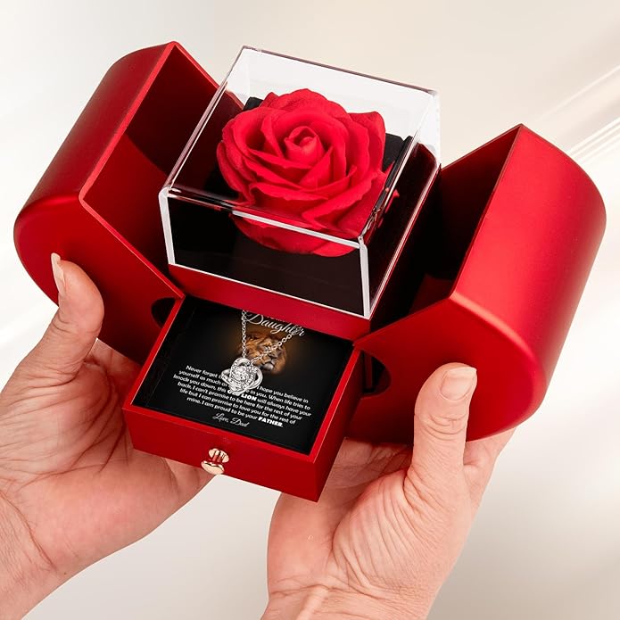 To My Beautiful Daughter Necklace from Mom & Dad | Cubic Zirconia Pendant with Heartfelt Message Card & Gift Box | Daughter Birthday, Graduation, Christmas Jewelry Gift from Parents