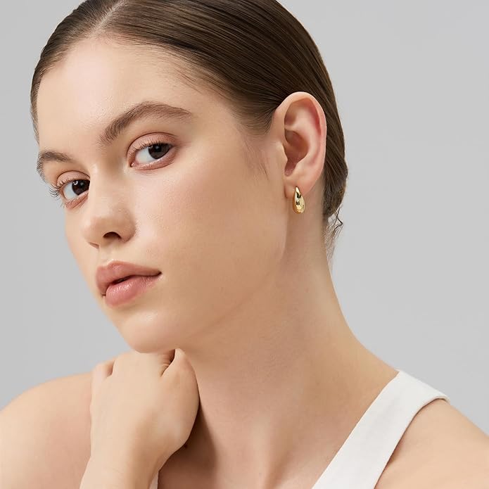 FRUMOS 925 Sterling Silver Huggie Earrings for Women 18K Gold Plated Hoop Earrings for Women Hypoallergenic Small Cubic Zirconia Huggie Earring