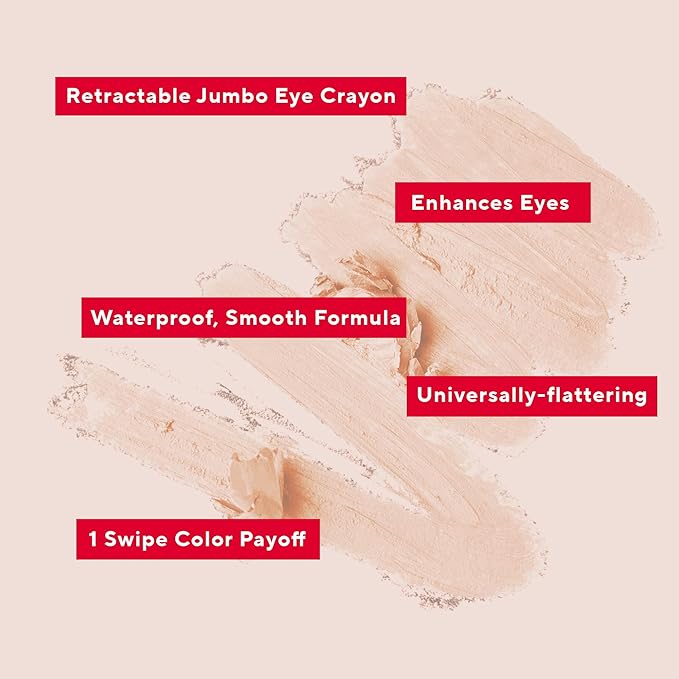 Mirabella Eye Crayon Jumbo Waterproof Eyeliner Pencil, Ultra-Creamy and Highly Pigmented Eyeshadow Stick Glides Smoothly and Blends Effortlessly, Offers All-Day Wear and Smoky Looks, Champagne