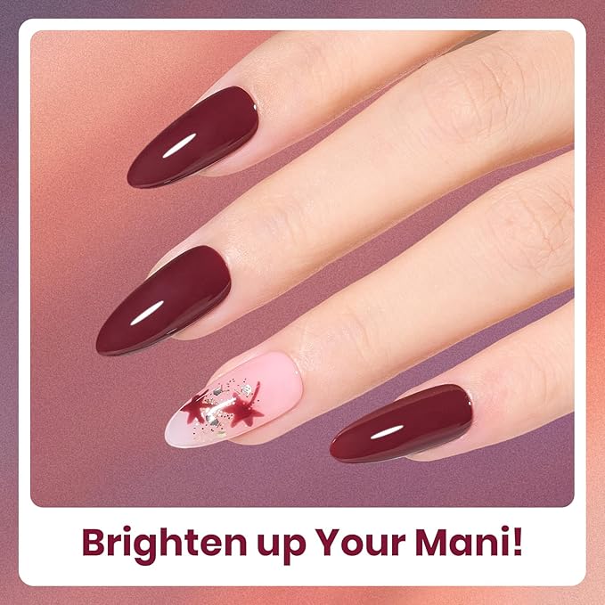 Beetles Gel Nail Polish Set – 6PCS Winter Burgundy Purple Glitter Nude Plum Gold Gel Nail Polish Kit Soak Off UV LED Terra Dusk Colors DIY Home Salon Valentines Gift for Women