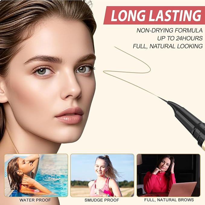 LAVONE Eyebrow Pen,2-IN-1 Dual-ended Waterproof Eyebrow Pencil,with 4 Tip Microblading Eyebrow Pen and Ultra-Precise Brow Pencil,Dual-ended Eyebrow Brush, for Natural Looking - Blonde 01