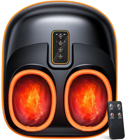 POGGT Foot Massager Machine with Heat, Upgrade 6 Airbags 29 Nodes Deep Rolling, Compression, Ankle Kneading, Shiatsu Foot Massager for Neuropathy Plantar Fasciitis, Gifts for Men Women Fits Up to 13"