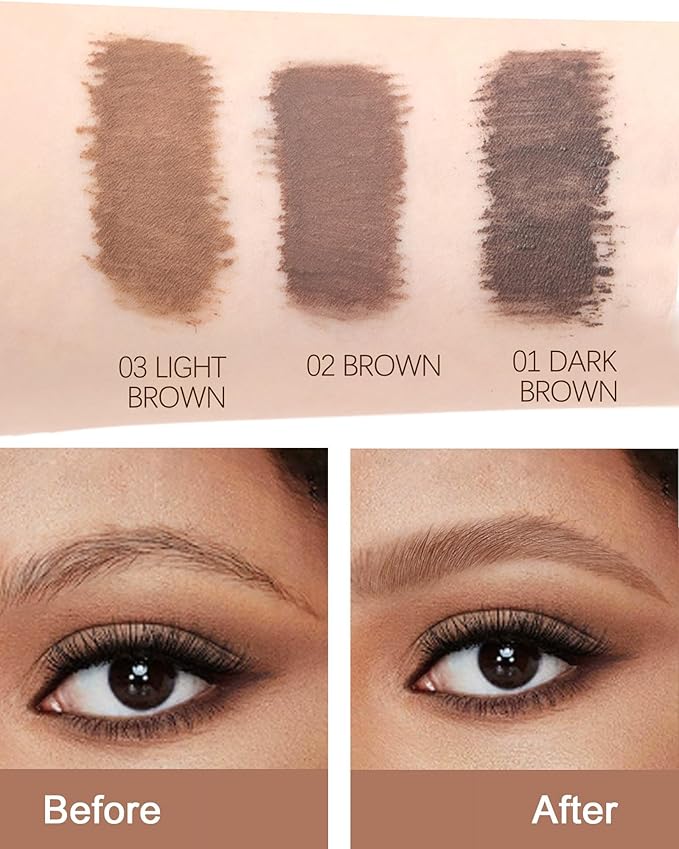2Pcs Tinted Brow Cream Waterproof,Light Brown Longwearing Smudgeproof Liquid Eyebrow Tinting Gel Mascara,Volumizing Eye Brows Filler Women Natural Brow Makeup without Clumping with Brow Brush&Razor-03