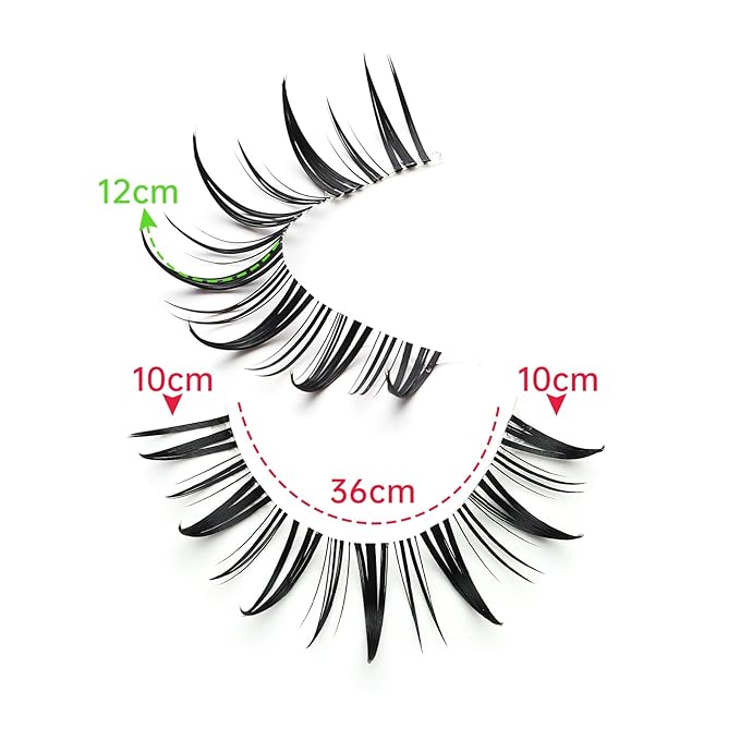 outopen 7 Pairs Manga Lashes Natural Look False Eyelashes Wispy Spiky Anime Lashes Korean Japanese Asian Style Cosplay Fake Eyelashes with Clear Band