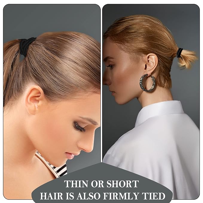 Black Hair Ties for Women, Girls, Kids & Men 280 Bulk Pack, 4MM Ponytail Holders Hair Elastic Bands for Thick, Medium, Thin, Fine, Short Hair Rubber Bands Non Slip & No Damage Hair Accessories