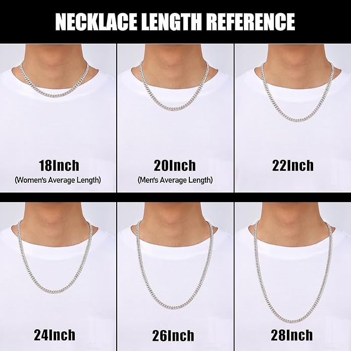 Fiusem 3.5mm Cuban Link Chains for Men, Silver Tone/Black/14K Gold Plated Stainless Steel Necklace Chain, Mens Necklace 16, 18, 20, 22, 24, 26, 28 Inch