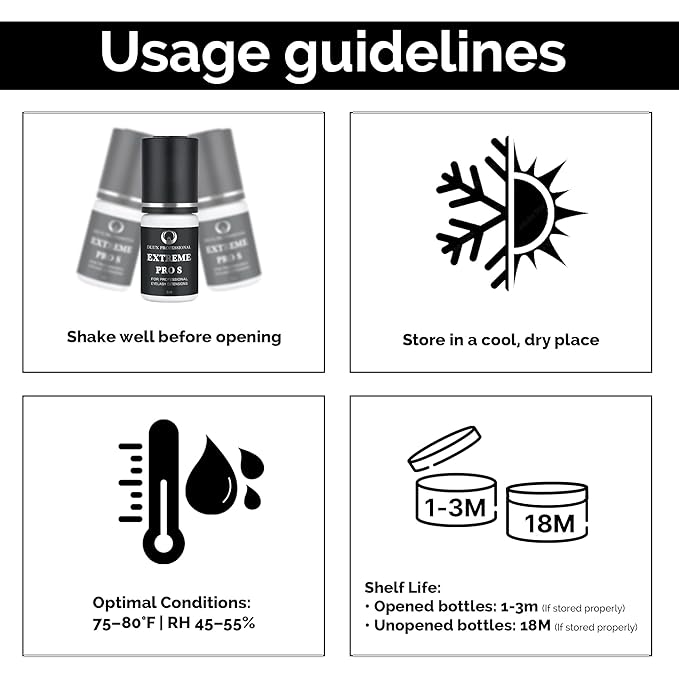 DLUX PROFESSIONAL Eyelash Extension Glue for Professionals - 8 Weeks Retention, 1 Sec Drying Time, Latex Free Semi Permanent Individual & Volume Lash Extension Glue Black