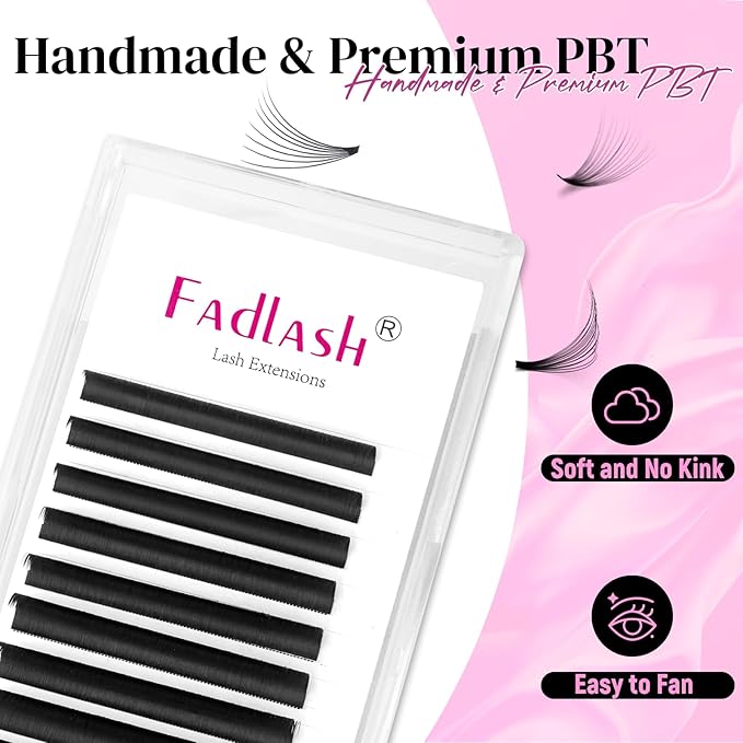 FADLASH Volume Lash Extensions Easy Fan Lashes 3D~10D D Curl Volume Fans 0.05 0.07mm Self Fanning Eyelash Extensions 8-20mm Length (0.05-D, 13mm)