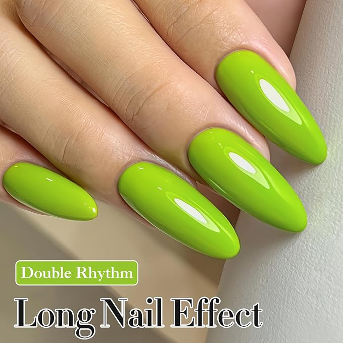 Double Rhythm Gel Polish 15ML Jelly Sheer Pastel Light Milky Color Pearl White Bottle 1 PC 0.5 OZ Full Size Nail Art Salon at Home (Forest Green-D1068)