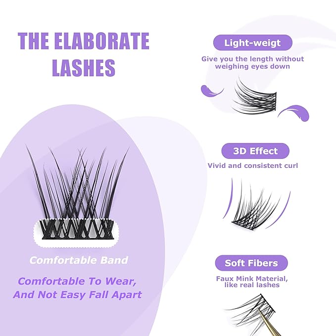 GAQQI Lash Clusters, Eyelash Clusters 120PCS C Curl Individual Lashes, Wispy Cluster Eyelash Extension 12mm Only, Natural Looking Cluster Lashes （GQ03, C Curl, 12mm)